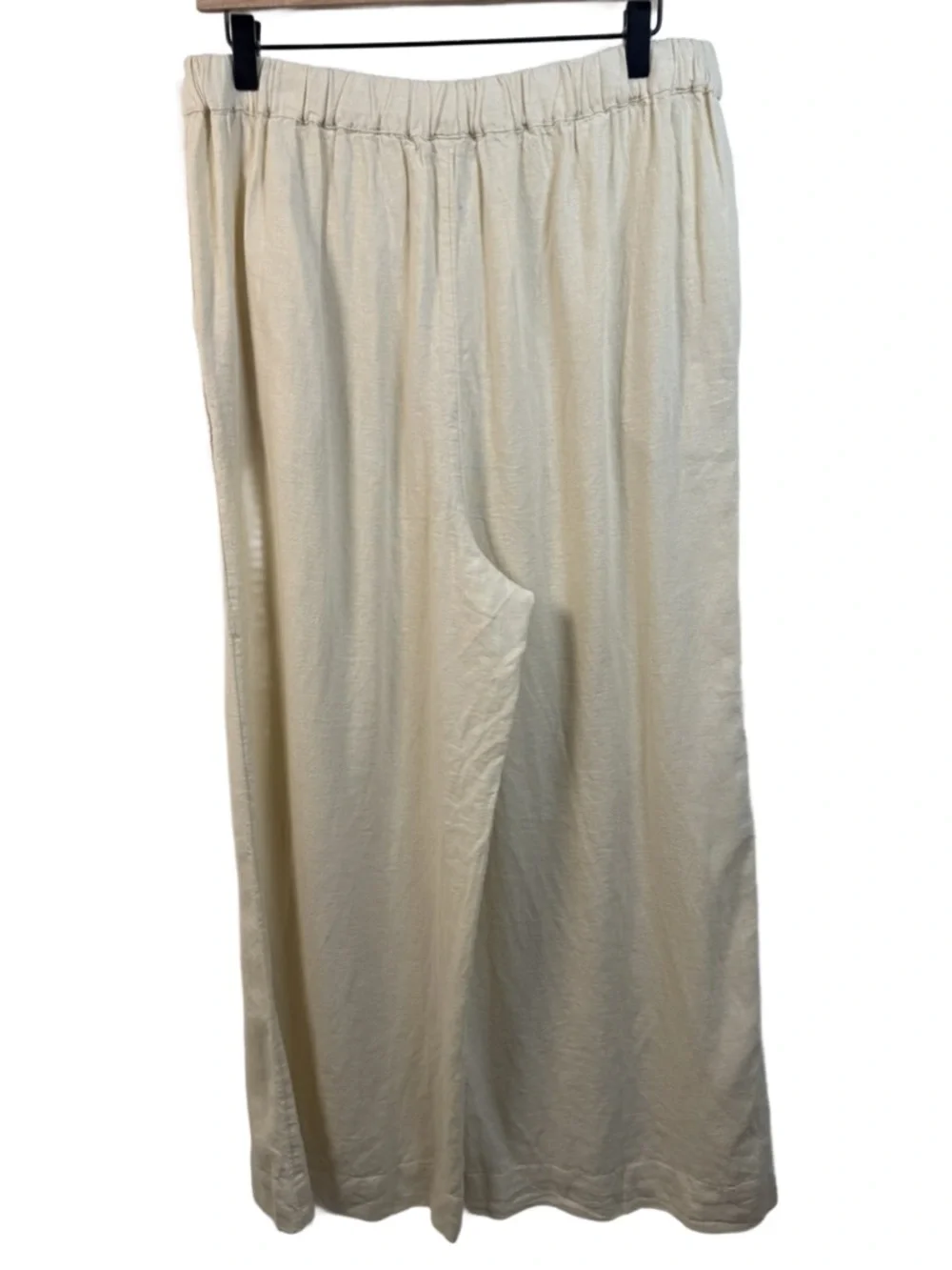 Free People Cream Wide-Leg linen blend Relaxed Pants